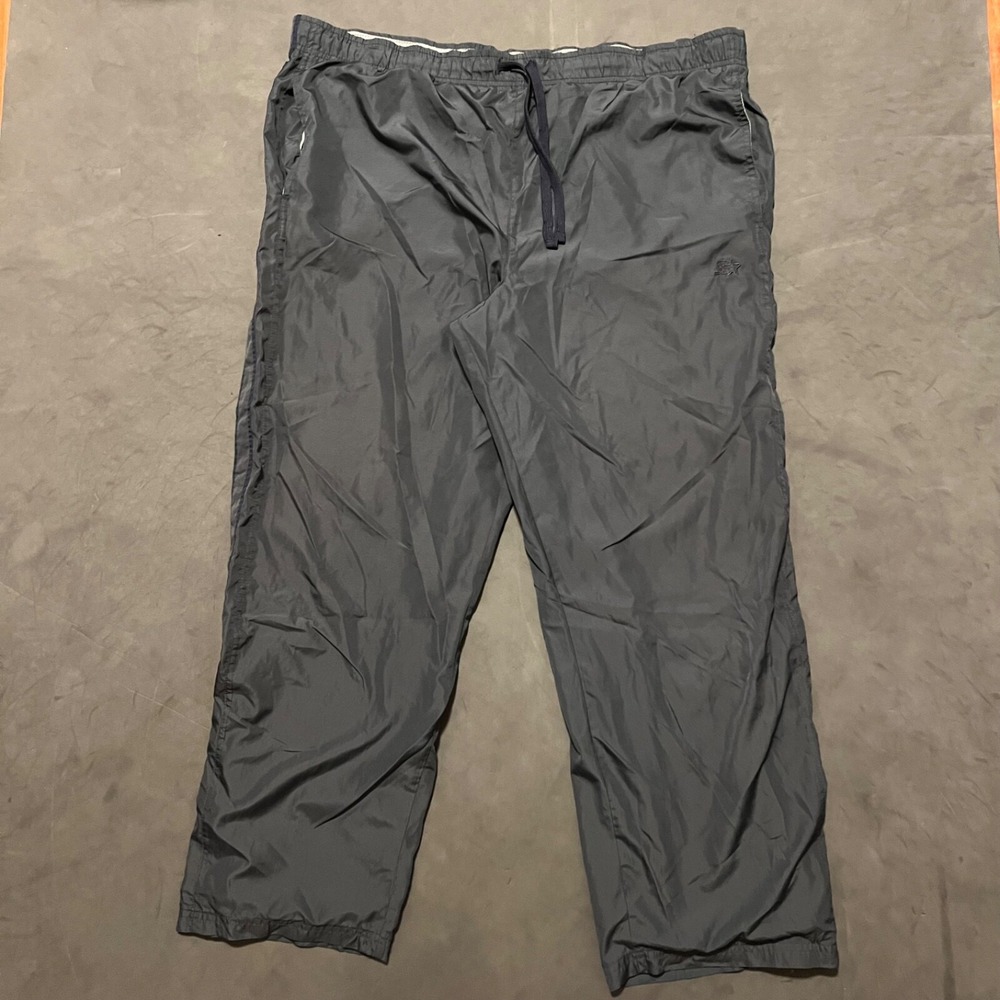 Vtg Starter Track Pants Mens XL‎ 40-42 Black Relaxed Baggy Windbreaker Joggers